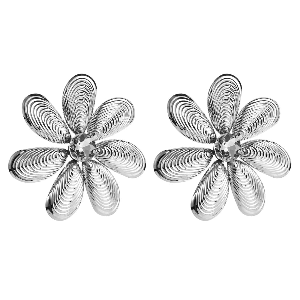 1 Pair Glam Luxurious Classic Style Flower Inlay Alloy Glass Glass Gold Plated Silver Plated Ear Studs