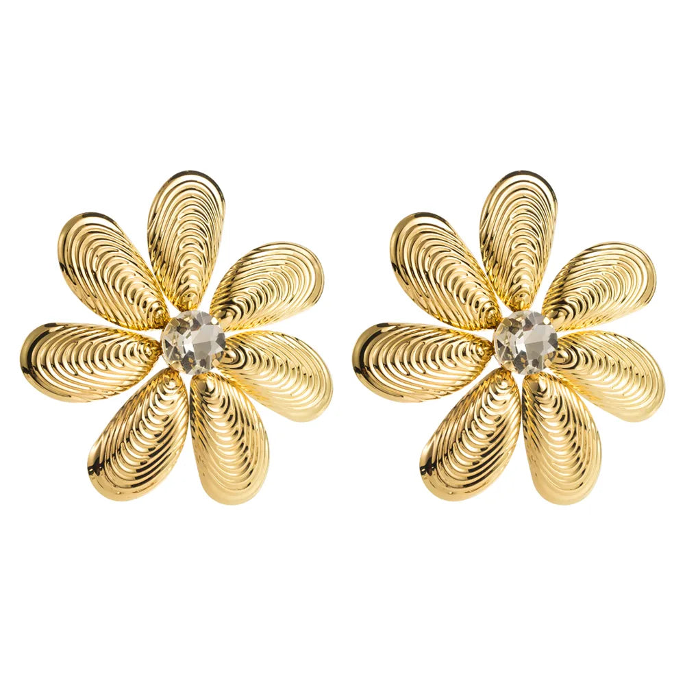 1 Pair Glam Luxurious Classic Style Flower Inlay Alloy Glass Glass Gold Plated Silver Plated Ear Studs