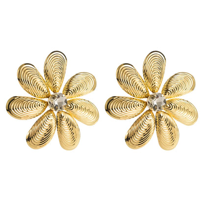 1 Pair Glam Luxurious Classic Style Flower Inlay Alloy Glass Glass Gold Plated Silver Plated Ear Studs