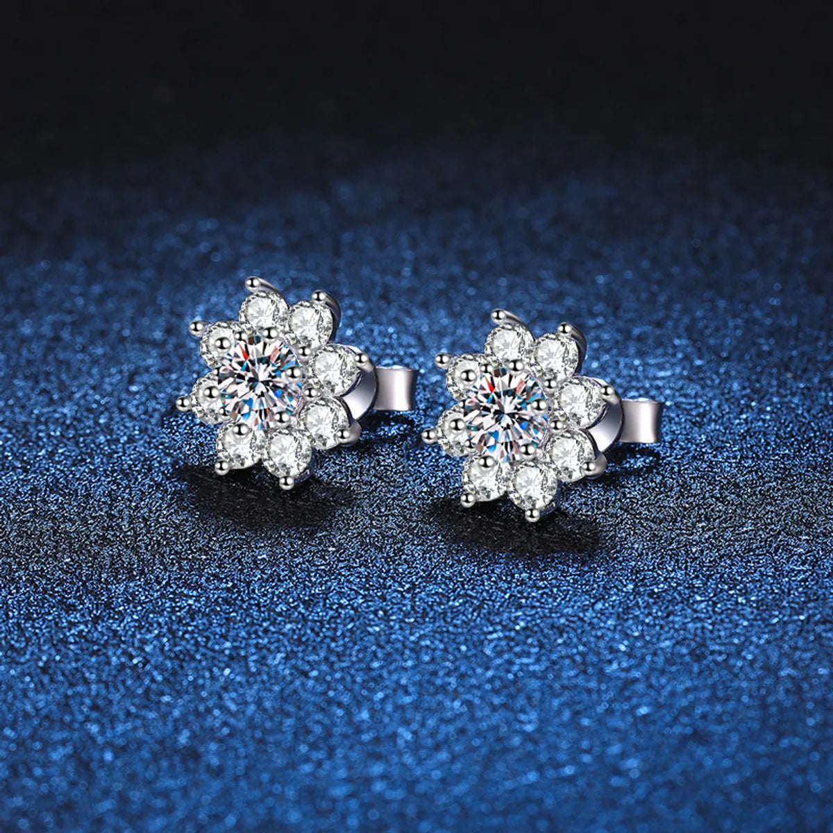 1 Pair Glam Luxurious Flower Plating Inlay Sterling Silver Zircon White Gold Plated Ear Studs