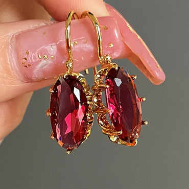 1 Pair Glam Luxurious Geometric Inlay Copper Artificial Gemstones Drop Earrings