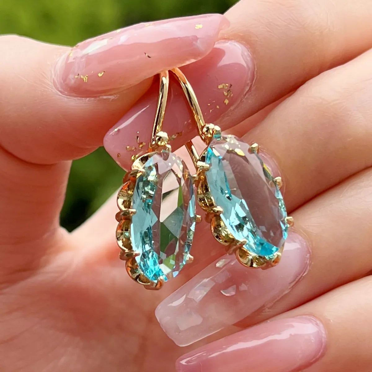 1 Pair Glam Luxurious Geometric Inlay Copper Artificial Gemstones Drop Earrings