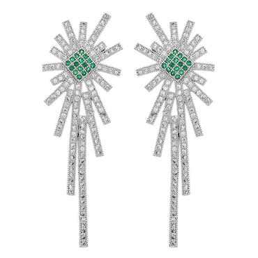 1 Pair Glam Luxurious Geometric Tassel Plating Inlay Copper Zircon White Gold Plated Drop Earrings