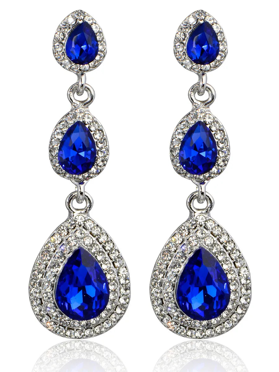 1 Pair Glam Luxurious Geometric Water Droplets Plating Artificial Crystal Drop Earrings