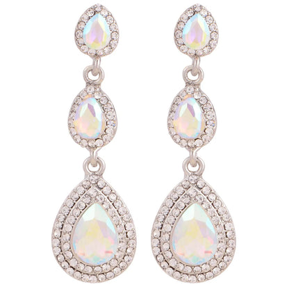 1 Pair Glam Luxurious Geometric Water Droplets Plating Artificial Crystal Drop Earrings