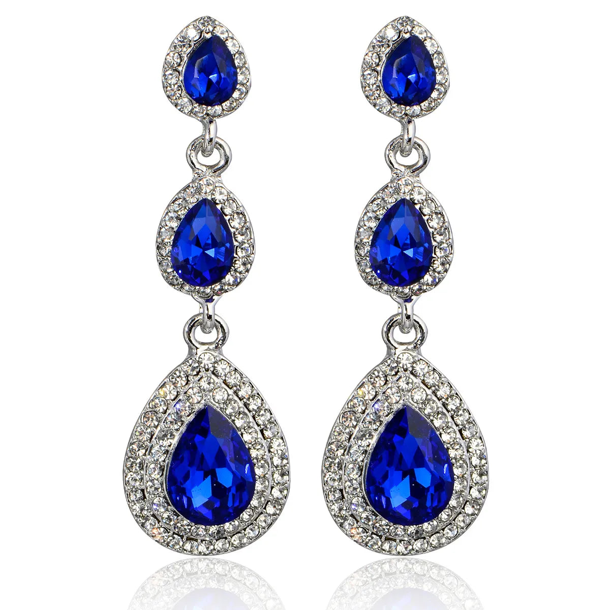 1 Pair Glam Luxurious Geometric Water Droplets Plating Artificial Crystal Drop Earrings