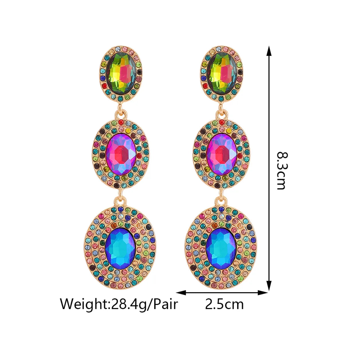 1 Pair Glam Luxurious Oval Plating Inlay Alloy Rhinestones Glass Drop Earrings