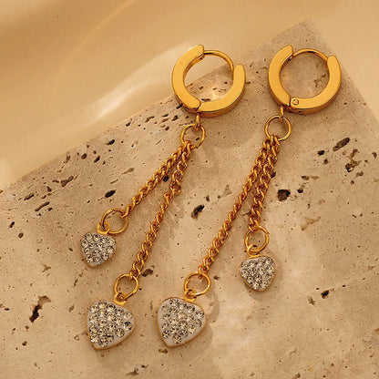 1 Pair Glam Luxurious Round Heart Shape Plating Inlay Copper Zircon 18K Gold Plated Drop Earrings