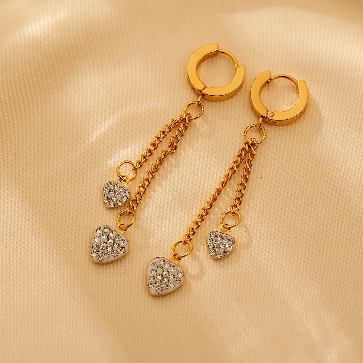 1 Pair Glam Luxurious Round Heart Shape Plating Inlay Copper Zircon 18K Gold Plated Drop Earrings