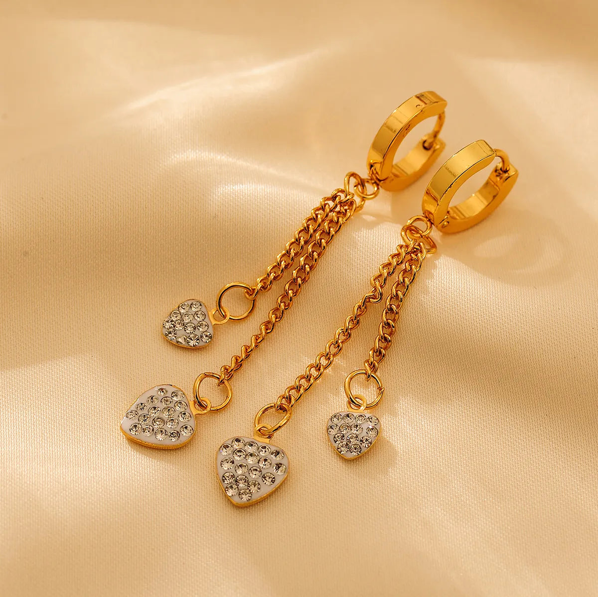 1 Pair Glam Luxurious Round Heart Shape Plating Inlay Copper Zircon 18K Gold Plated Drop Earrings