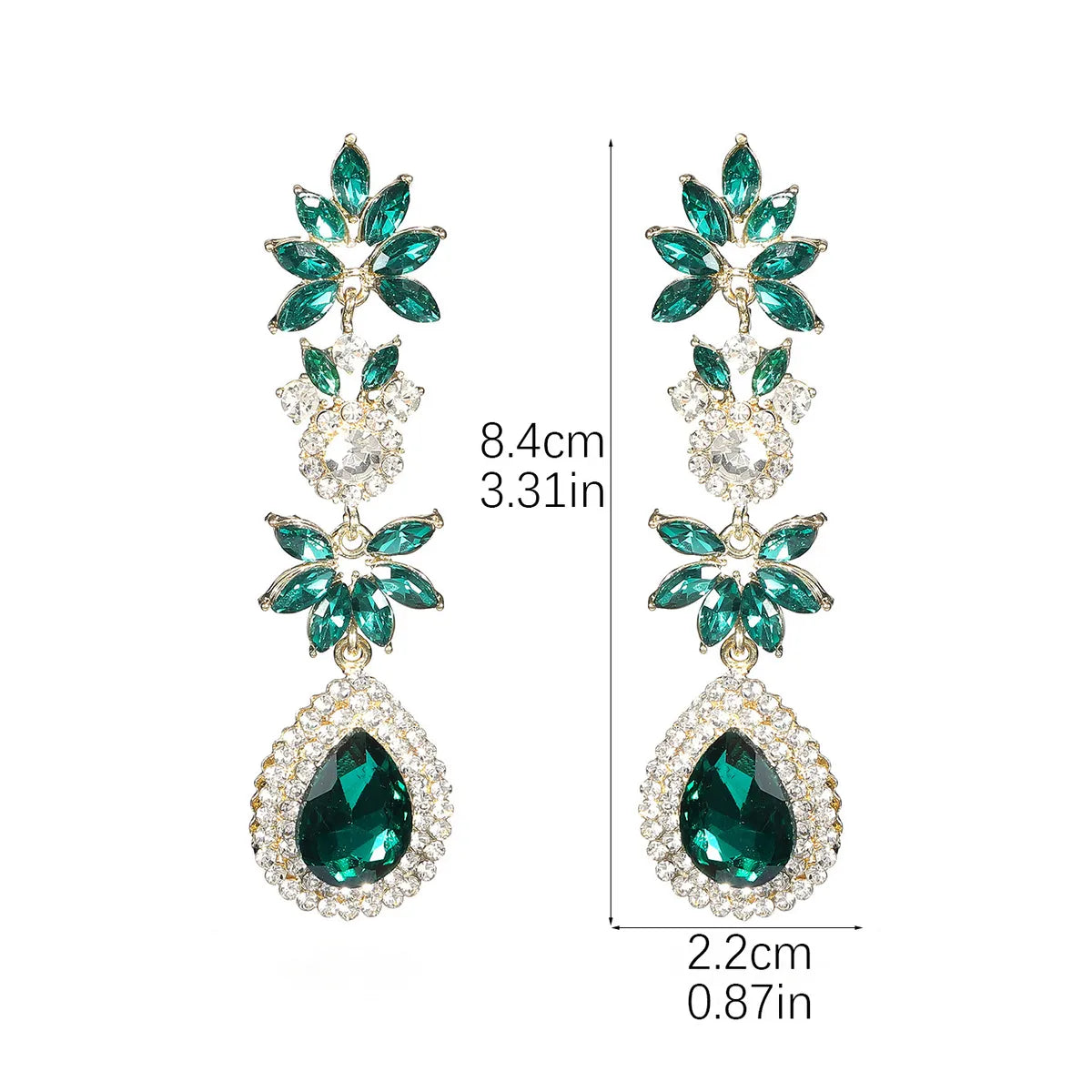 1 Pair Glam Luxurious Shiny Water Droplets Flower Plating Inlay Alloy Rhinestones Zircon Drop Earrings