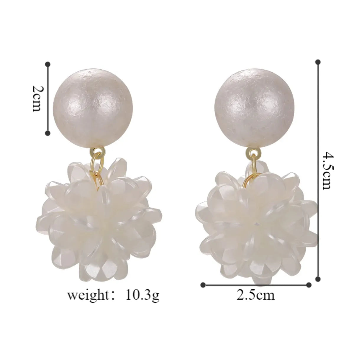 1 Pair Glam Luxurious Solid Color Beaded Resin Drop Earrings