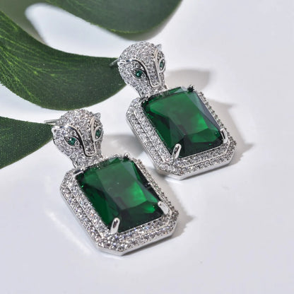 1 Pair Glam Luxurious Square Plating Inlay Copper Zircon White Gold Plated Drop Earrings