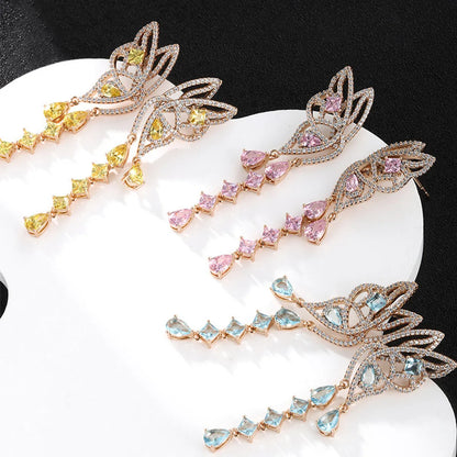 1 Pair Glam Luxurious Xuping Tassel Butterfly Plating Inlay Alloy Copper Alloy Artificial Gemstones 18k Gold Plated Drop Earrings