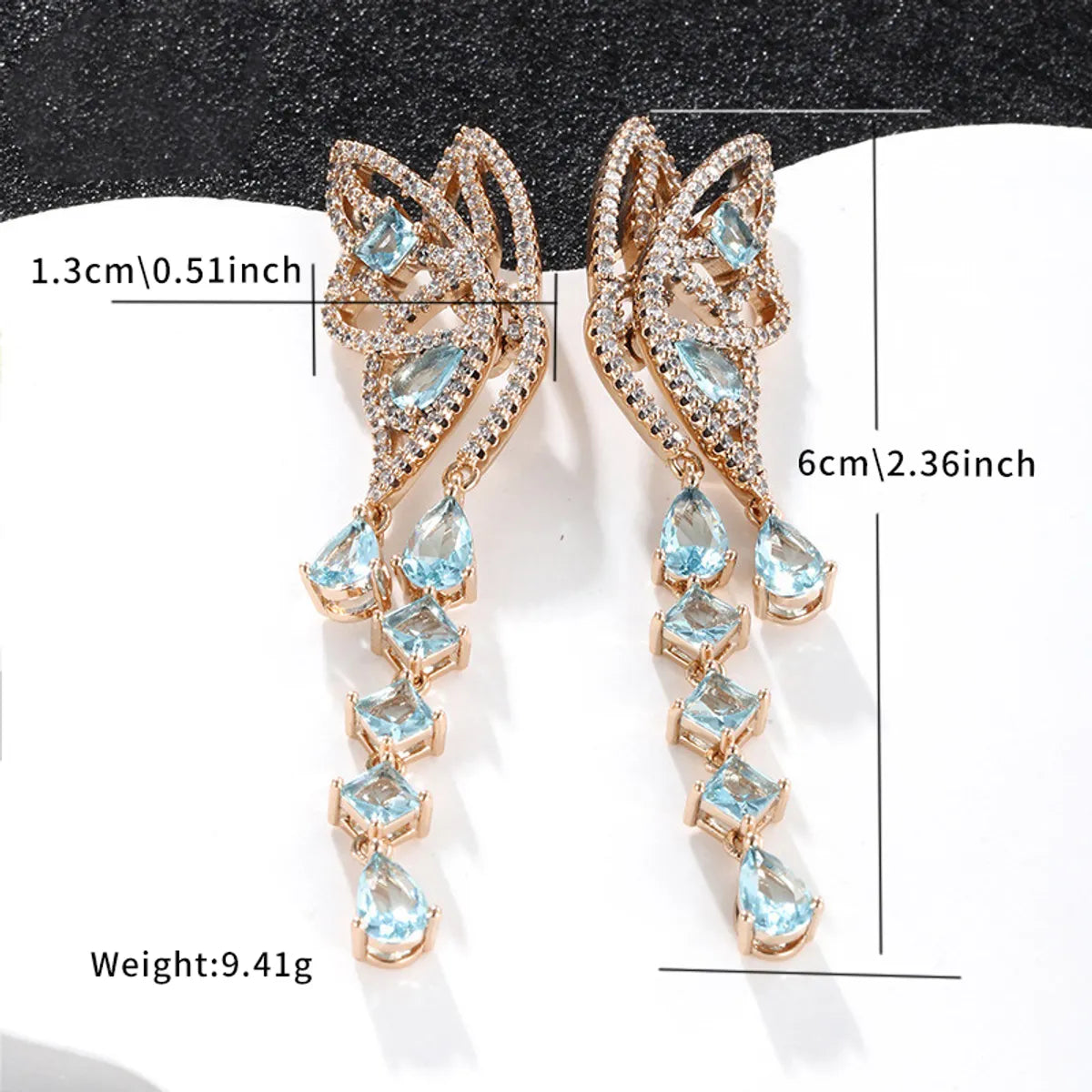 1 Pair Glam Luxurious Xuping Tassel Butterfly Plating Inlay Alloy Copper Alloy Artificial Gemstones 18k Gold Plated Drop Earrings