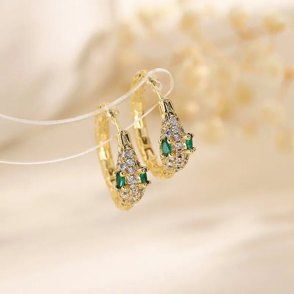 1 Pair Glam Modern Style Snake Plating Inlay Copper Zircon 18K Gold Plated Earrings