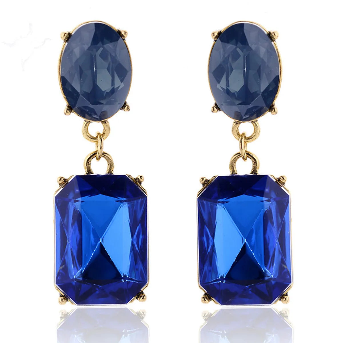 1 Pair Glam Oval Rectangle Alloy Plating Resin Women's Drop Earrings