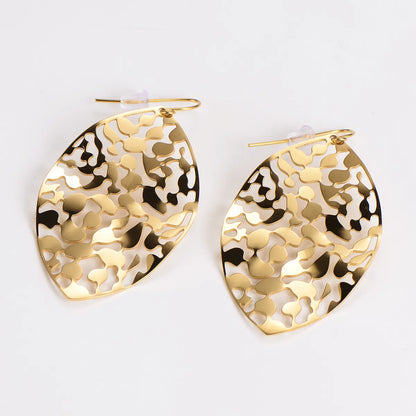 1 Pair Glam Retro Exaggerated Leaves Hollow Out 304 Stainless Steel Drop Earrings