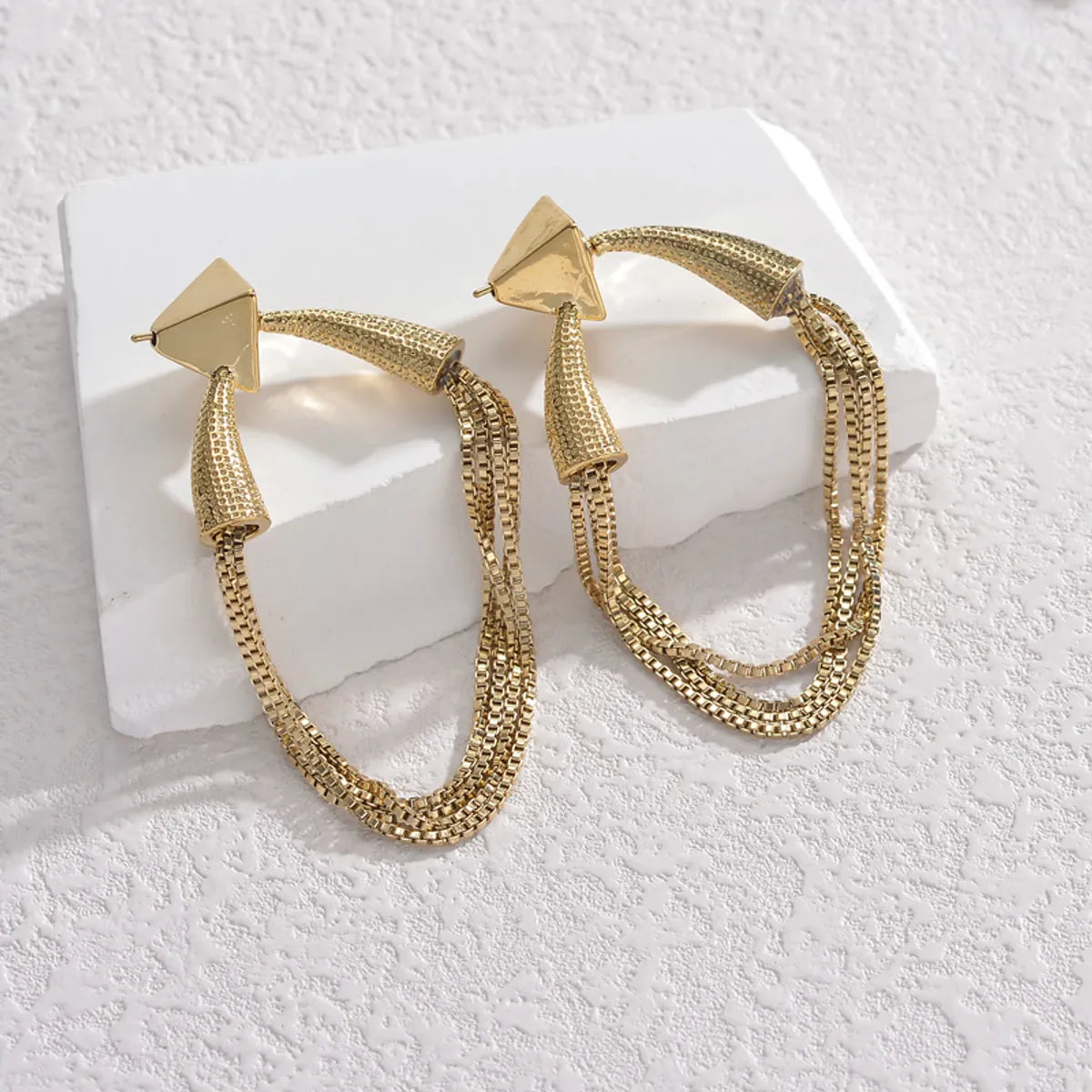 1 Pair Glam Retro Geometric Plating Stainless Steel 18k Gold Plated Drop Earrings