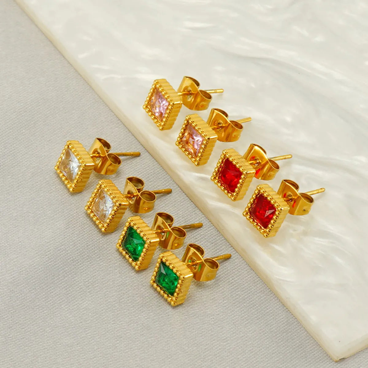 1 Pair Glam Retro Heart Shape Plating Inlay Stainless Steel Zircon 18k Gold Plated Drop Earrings