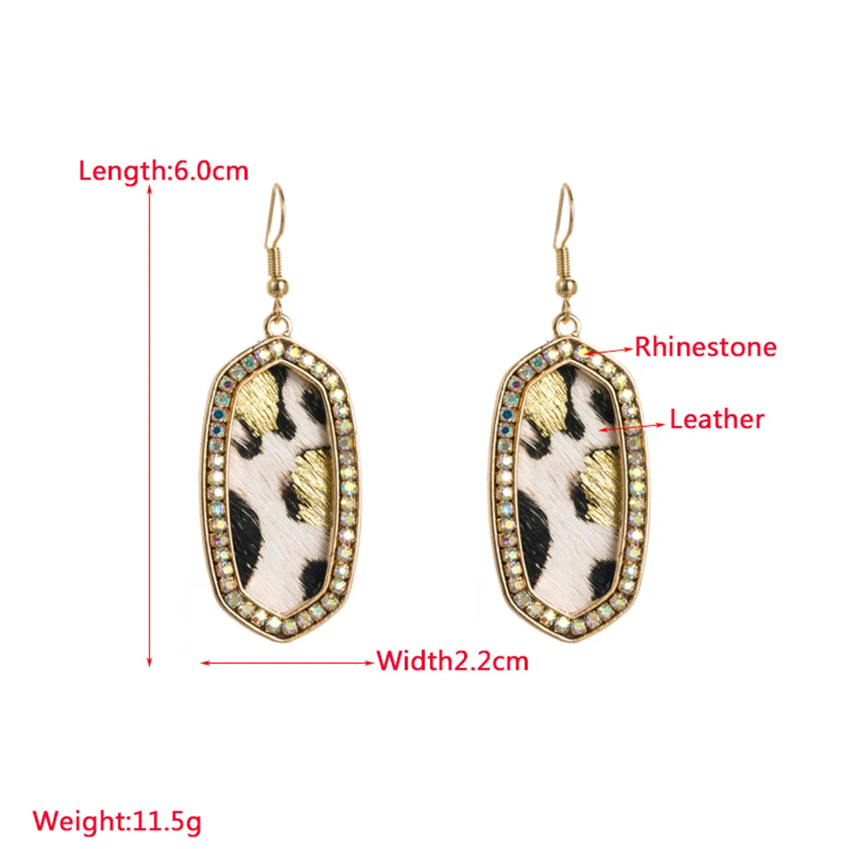 1 Pair Glam Retro Leopard Plating Inlay Pu Leather Alloy Rhinestones Gold Plated Drop Earrings