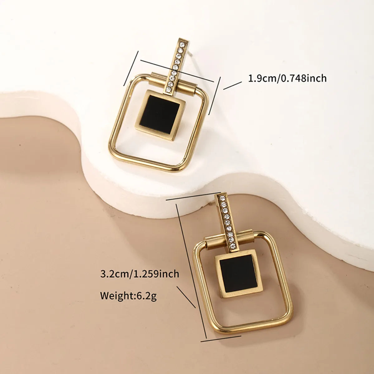 1 Pair Glam Retro Xuping Round Square Butterfly Plating Inlay Stainless Steel Artificial Gemstones Artificial Pearls 14k Gold Plated Drop Earrings