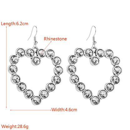 1 Pair Glam Romantic Heart Shape Plating Inlay Alloy Rhinestones Drop Earrings