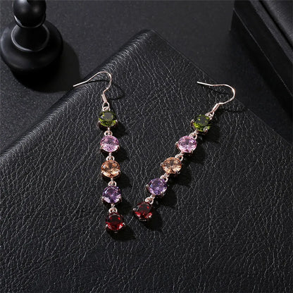 1 Pair Glam Round Plating Inlay Copper Zircon Rose Gold Plated Drop Earrings