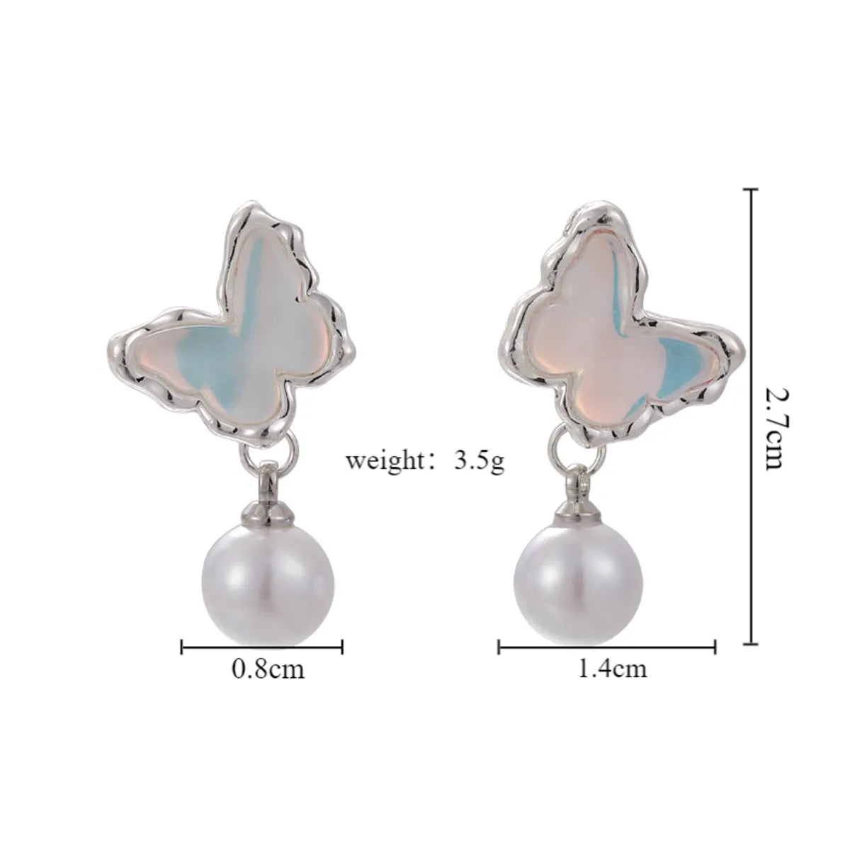 1 Pair Glam Shiny Butterfly Plating Alloy White Gold Plated Drop Earrings