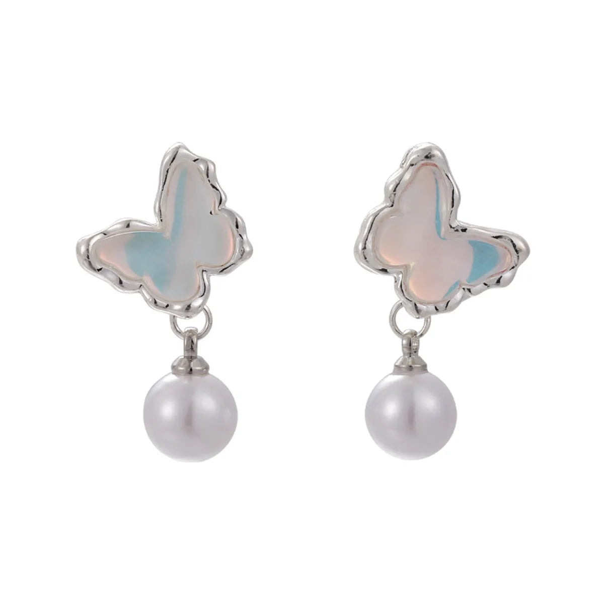 1 Pair Glam Shiny Butterfly Plating Alloy White Gold Plated Drop Earrings