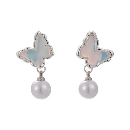 1 Pair Glam Shiny Butterfly Plating Alloy White Gold Plated Drop Earrings