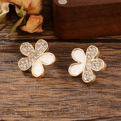 1 Pair Glam Shiny Flower Bow Knot Plating Inlay Copper Shell Zircon Gold Plated Ear Studs