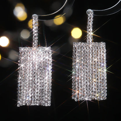 1 Pair Glam Shiny Geometric Inlay Alloy Rhinestones Drop Earrings