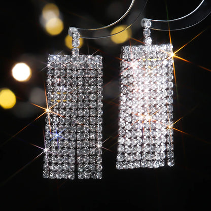 1 Pair Glam Shiny Geometric Inlay Alloy Rhinestones Drop Earrings