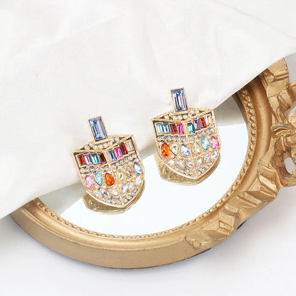 1 Pair Glam Shiny Geometric Plating Inlay Alloy Rhinestones Drop Earrings