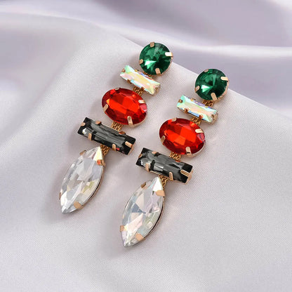 1 Pair Glam Shiny Geometric Plating Inlay Alloy Rhinestones Drop Earrings