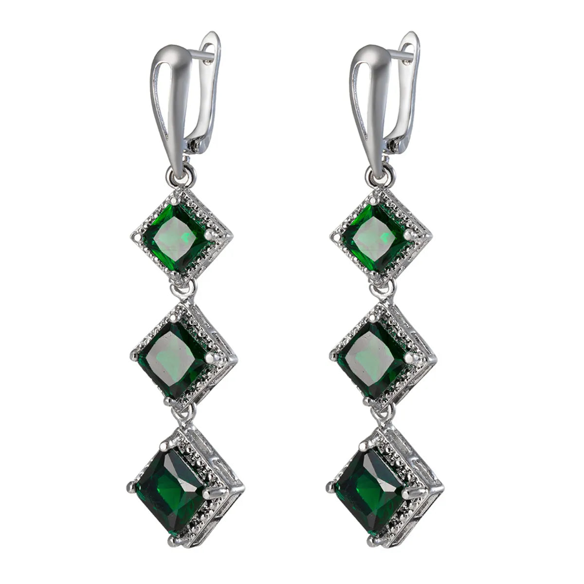 1 Pair Glam Shiny Geometric Plating Inlay Copper Zircon Drop Earrings