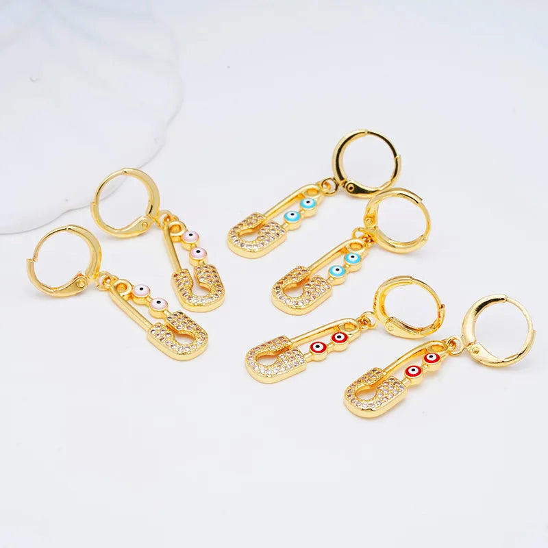 1 Pair Glam Shiny Irregular Round Plating Inlay Carving Copper Zircon Gold Plated Drop Earrings