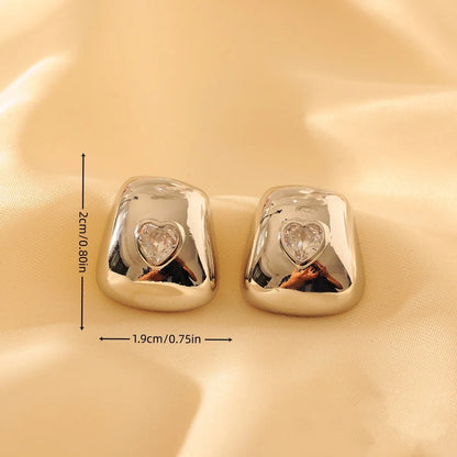 1 Pair Glam Shiny Solid Color Plating Copper 18K Gold Plated Ear Studs