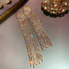 1 Pair Glam Shiny Tassel Inlay Alloy Rhinestones Drop Earrings