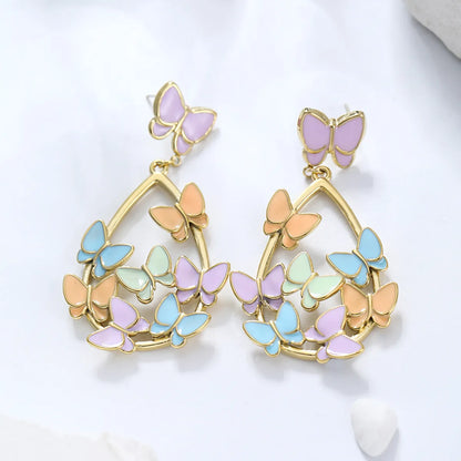 1 Pair Glam Simple Style Butterfly Enamel Plating 304 Stainless Steel 18K Gold Plated Drop Earrings