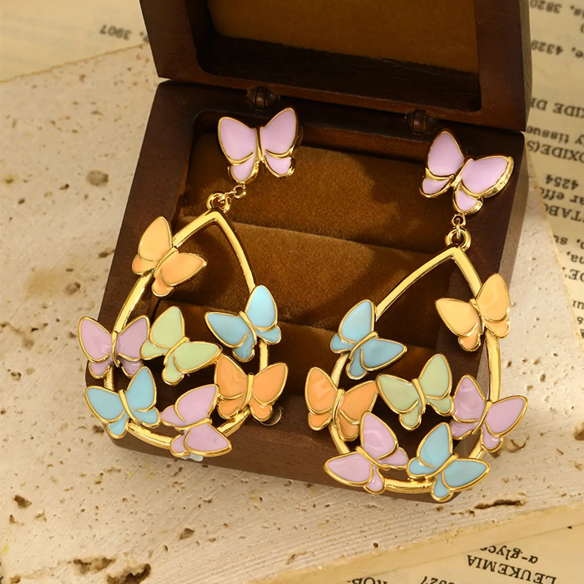 1 Pair Glam Simple Style Butterfly Enamel Plating 304 Stainless Steel 18K Gold Plated Drop Earrings