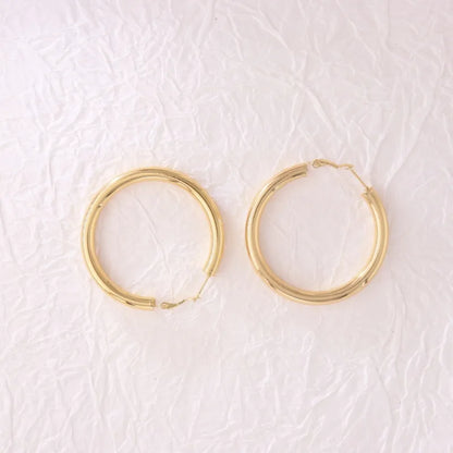 1 Pair Glam Simple Style Classic Style Circle 304 Stainless Steel 18K Gold Plated Earrings