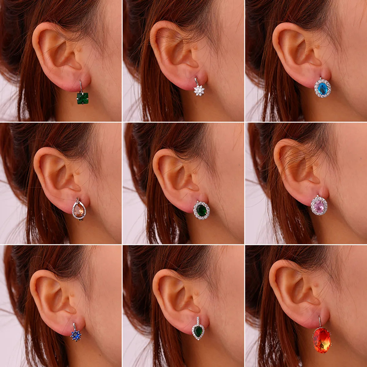 1 Pair Glam Simple Style Color Block Inlay Copper Zircon Ear Studs