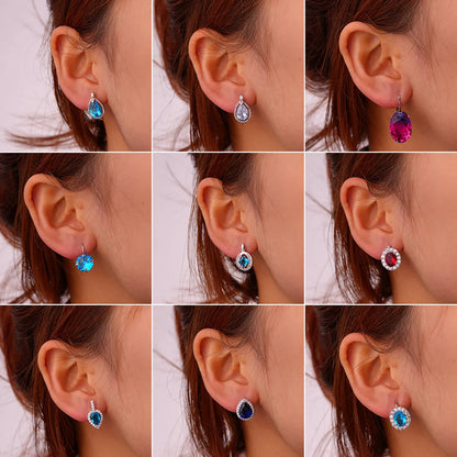 1 Pair Glam Simple Style Color Block Inlay Copper Zircon Ear Studs