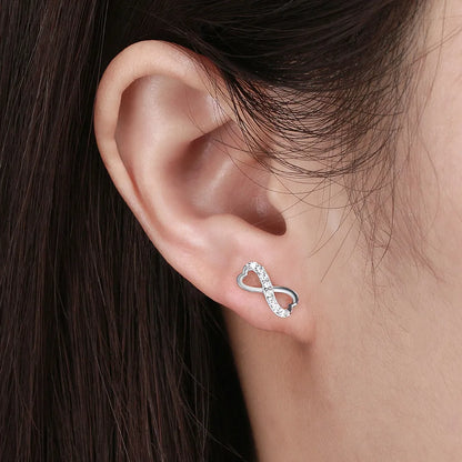 1 Pair Glam Simple Style Number Polishing Plating Inlay Sterling Silver Zircon White Gold Plated Rhodium Plated Ear Studs