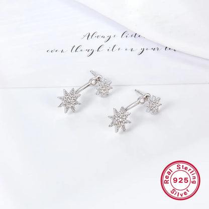 1 Pair Glam Simple Style Star Plating Inlay Sterling Silver Zircon Drop Earrings