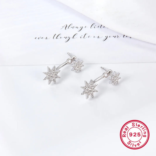 1 Pair Glam Simple Style Star Plating Inlay Sterling Silver Zircon Drop Earrings