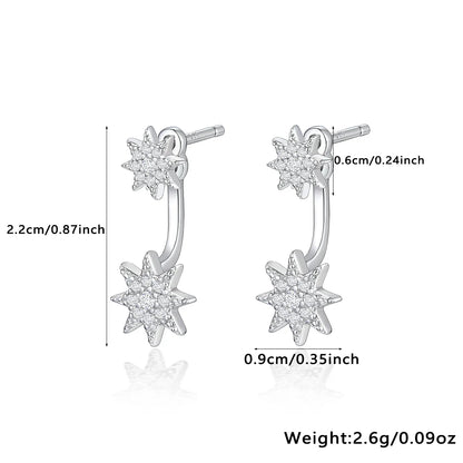 1 Pair Glam Simple Style Star Plating Inlay Sterling Silver Zircon Drop Earrings