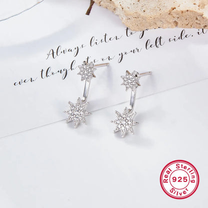 1 Pair Glam Simple Style Star Plating Inlay Sterling Silver Zircon Drop Earrings